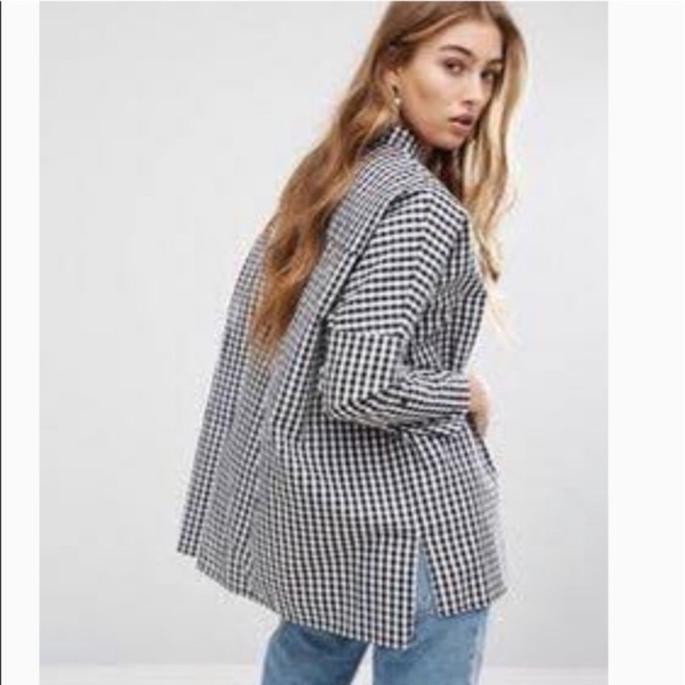 Zara Oversized Gingham Button Down Top
